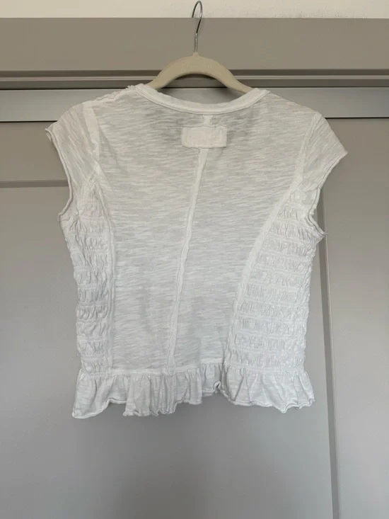 We the Free Sylvie Tee White Smocked Ruffle Top - Women - Picture 6 of 8